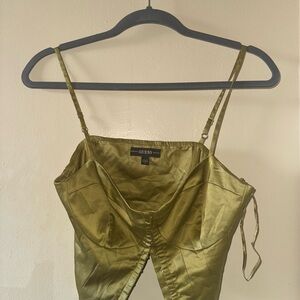 Guess Chartreuse Satin Top